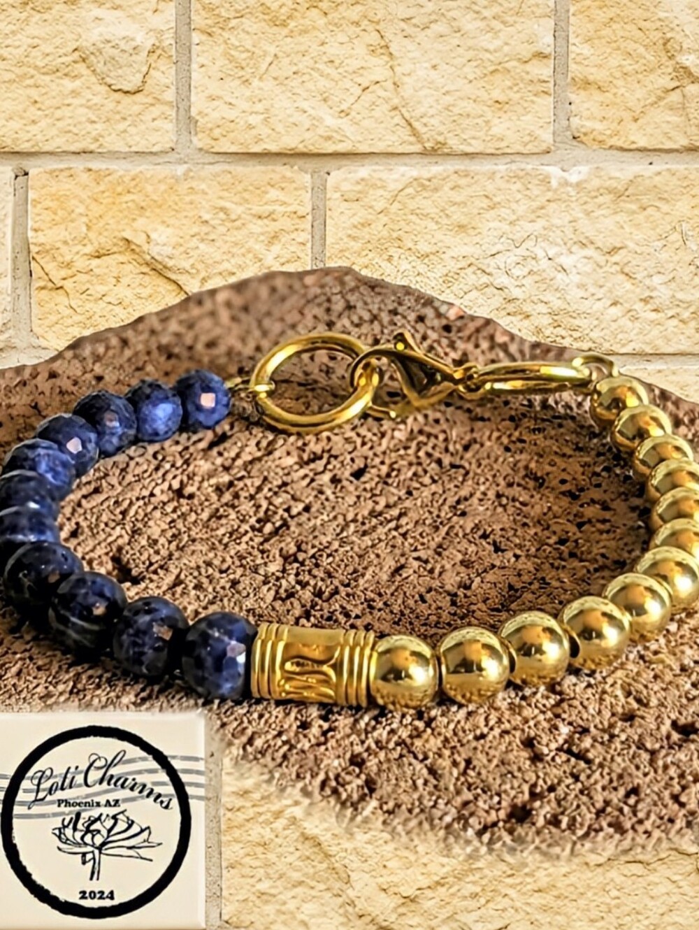 Natural Blue Sapphire  In Assymetrical Handmade Bracelet